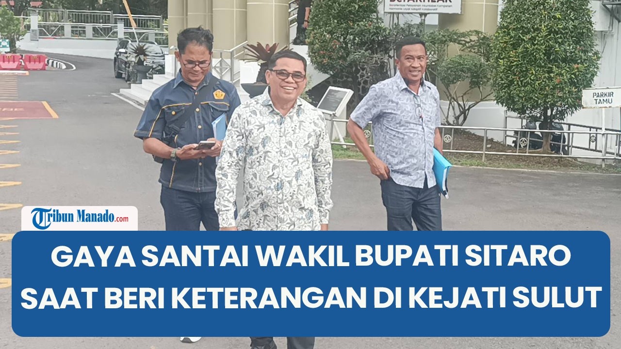 Gaya Santai Wakil Bupati Sitaro Heronimus Makainas Saat Beri Keterangan di Kejati Sulut