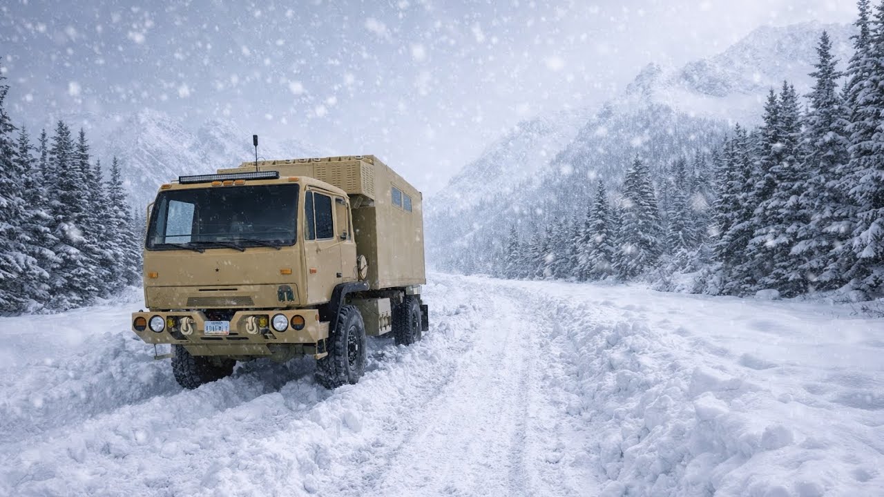 RV winter camping diesel heater in our military camper conversion. 