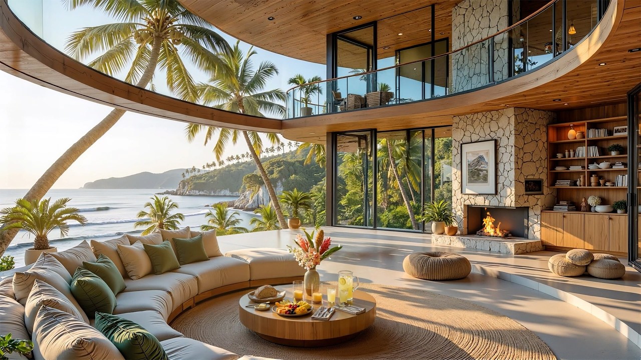 Warm Fireplace & Soft Jazz to Work, Study | Quiet Jazz & Nature Therapy for Deep Relax