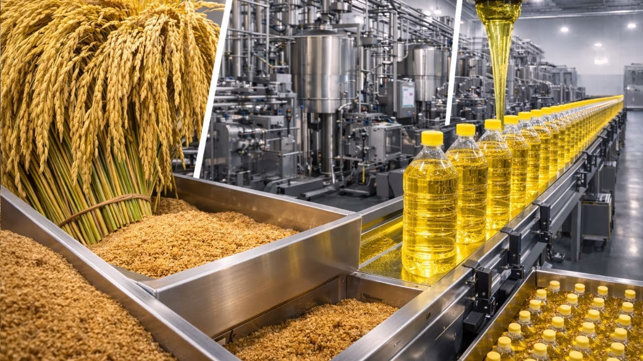 Rice Bran to Crystal Clear Cooking Oil — Inside a Massive US Factory Line Full Process