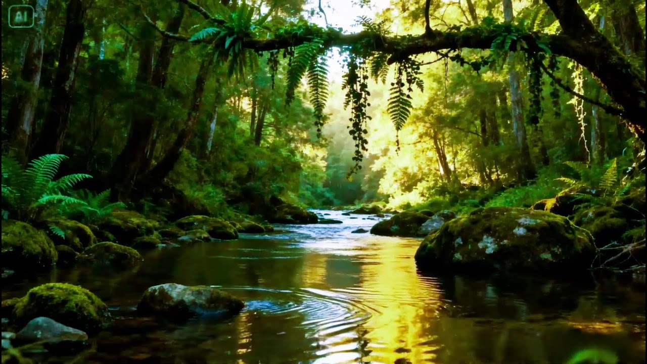 Relaxing Forest River Sounds with Gentle Birdsong for Sleep, Study, and Meditation