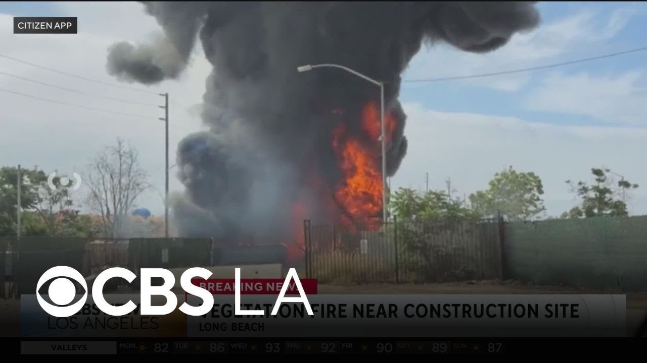 Fire erupts in Long Beach near a construction site