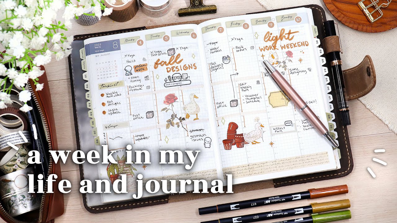 A Week in my Hobonichi Journal 🌿 Packing & Designing || August 2025