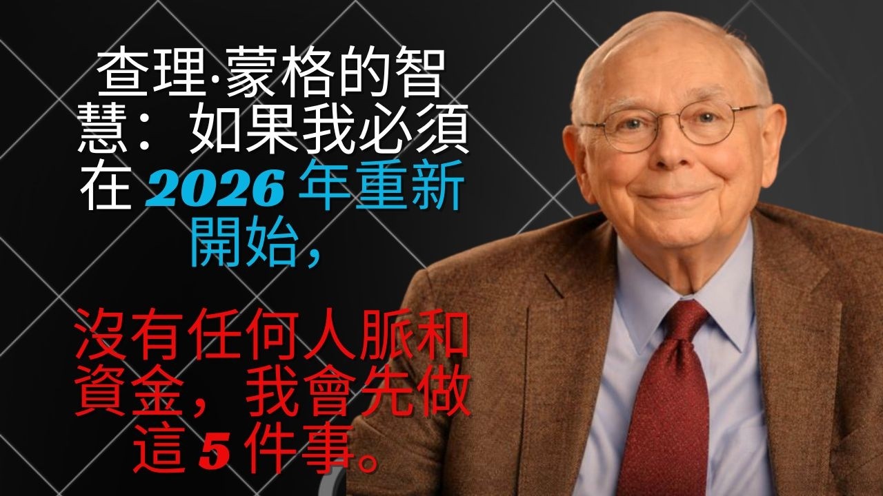 查理‧蒙格的智慧：如果我必須在 2026 年重新開始，沒有任何人脈和資金，我會先做這 5 件事。