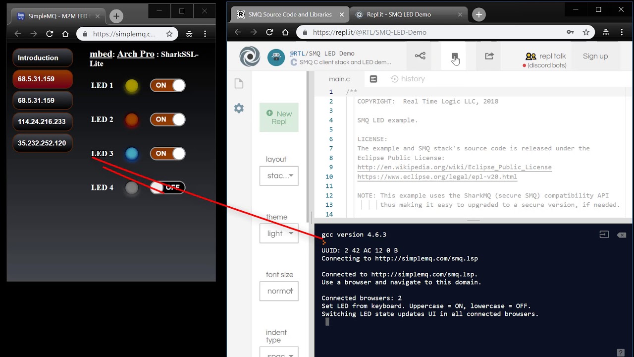 Compile and run SMQ C code online