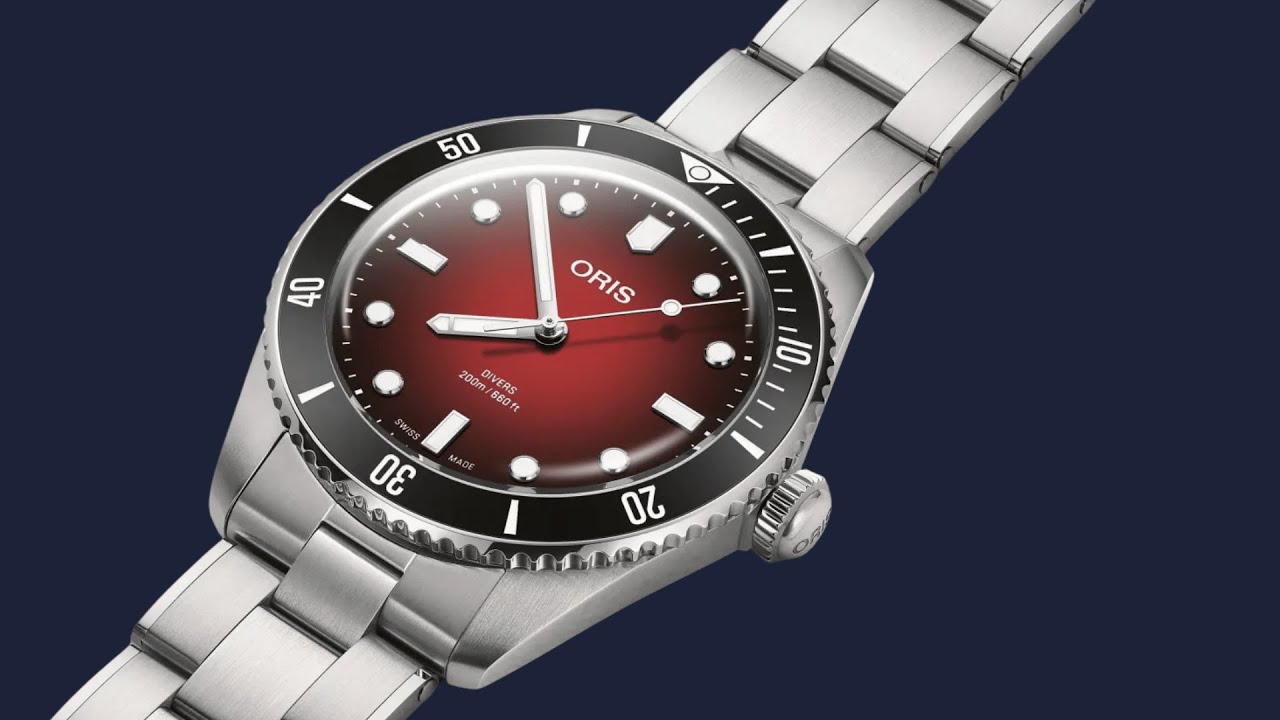 Oris x RedBar Limited Edition II: элегантные дайверские часы с красным дымчатым циферблатом