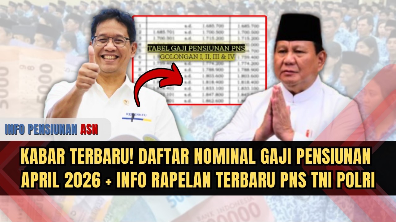 KABAR TERBARU! DAFTAR NOMINAL GAJI PENSIUNAN APRIL 2026 + INFO RAPELAN TERBARU PNS TNI POLRI