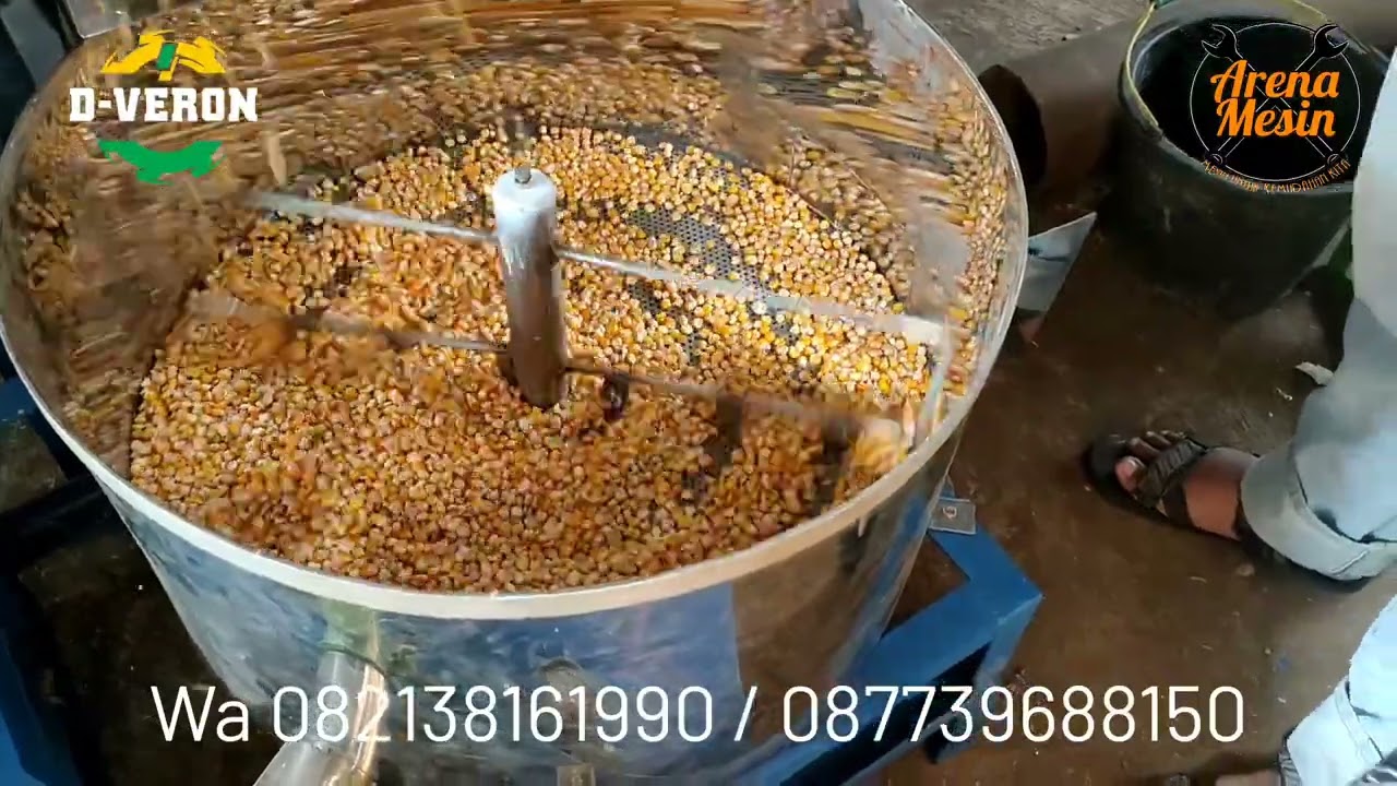 MESIN PENYANGRAI BIJI - BIJIAN UJI COBA DENGAN BIJI JAGUNG TAMBAHAN COLLING