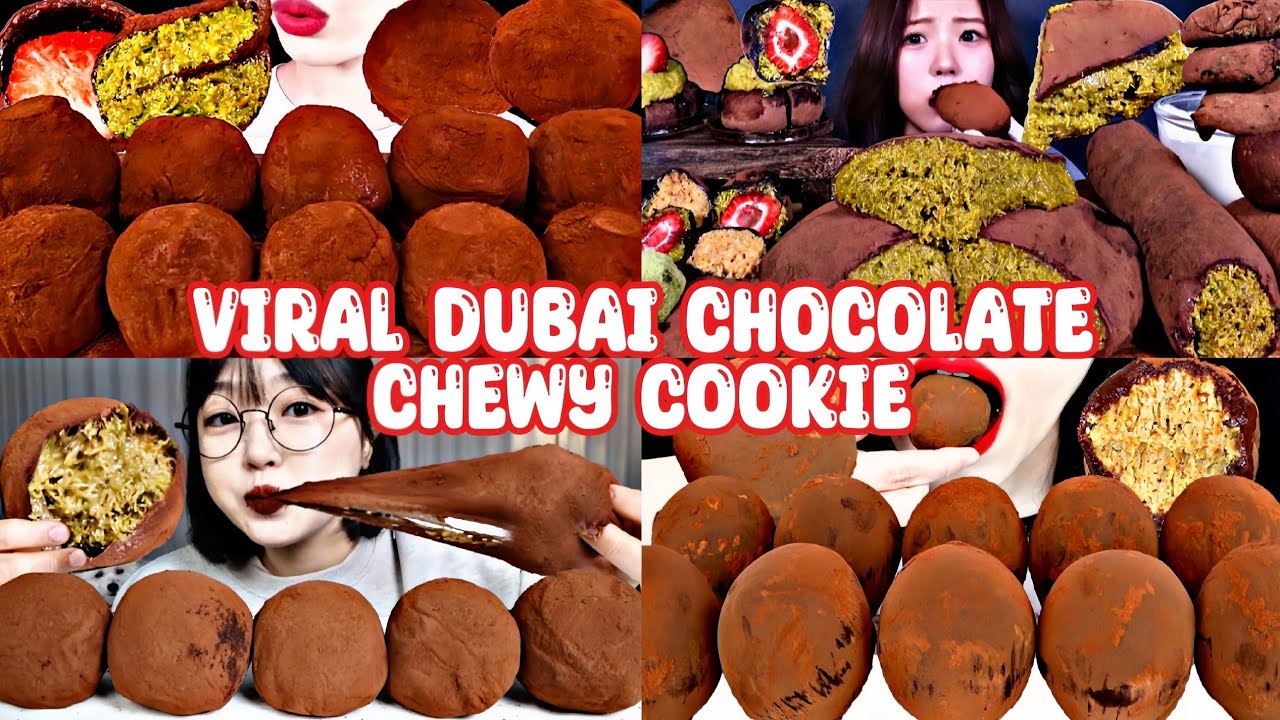 MUKBANGERS Eating Viral Dubai Chocolate Chewy Cookie 🍪 Most Satisfying ASMR Compilation