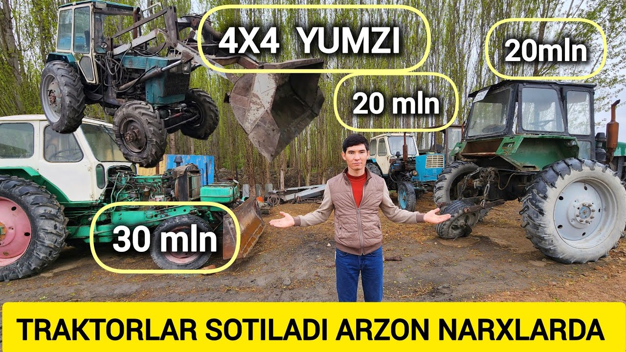 TRAKTORLAR SOTILADI YUMZI T28 TTZ BELARUS T40 ARZON NARXLARDA SOTILADI YIL.2025