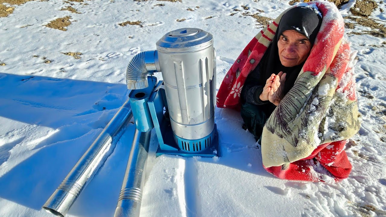 Gift Giving (New Life) to a 65-Year-Old Strong Mother in the Mountain Snow