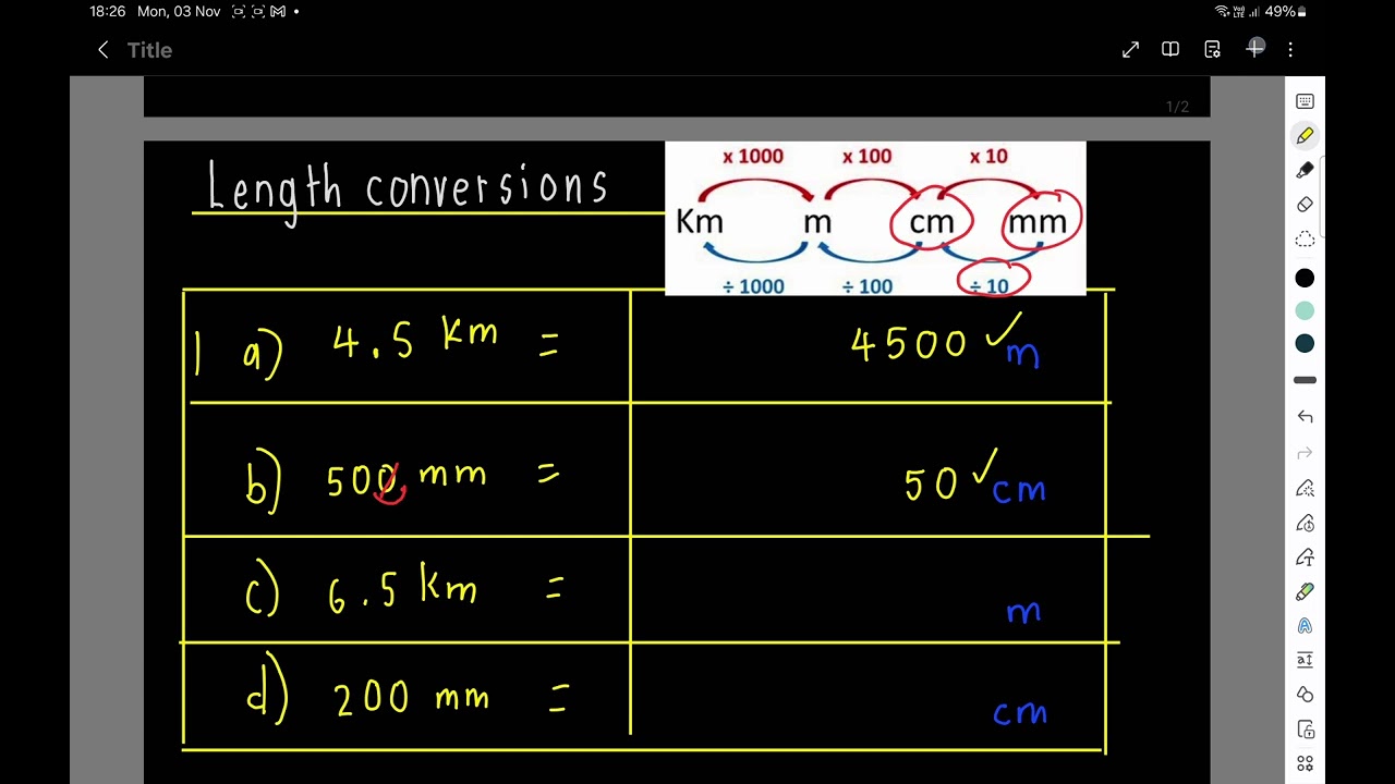 Length conversions Grade 4 Revision #length #maths #numbers 