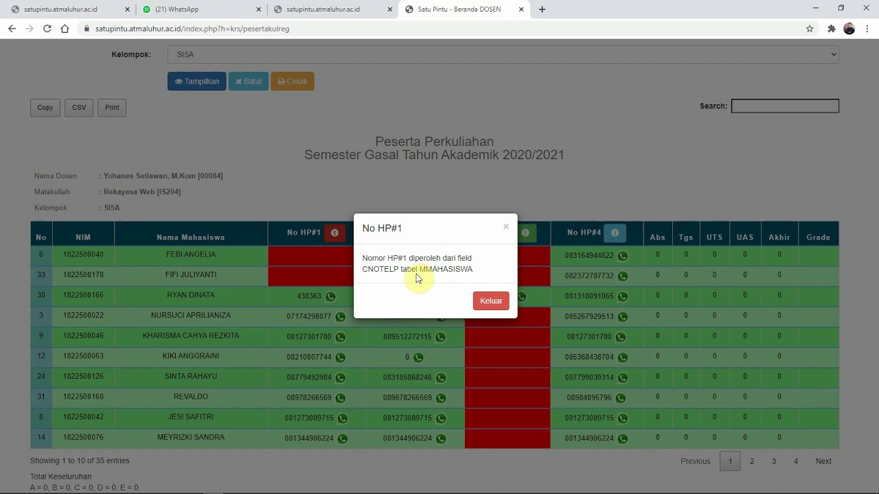 [DEMO] Cek Peserta Perkuliahan Reguler