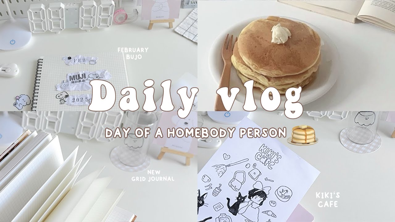 Vlog 2: Day of A Homebody Person 🧸🍞Kiki‘s Cafe, February Bullet Journal,Sticker Organiser,Penpal ♡