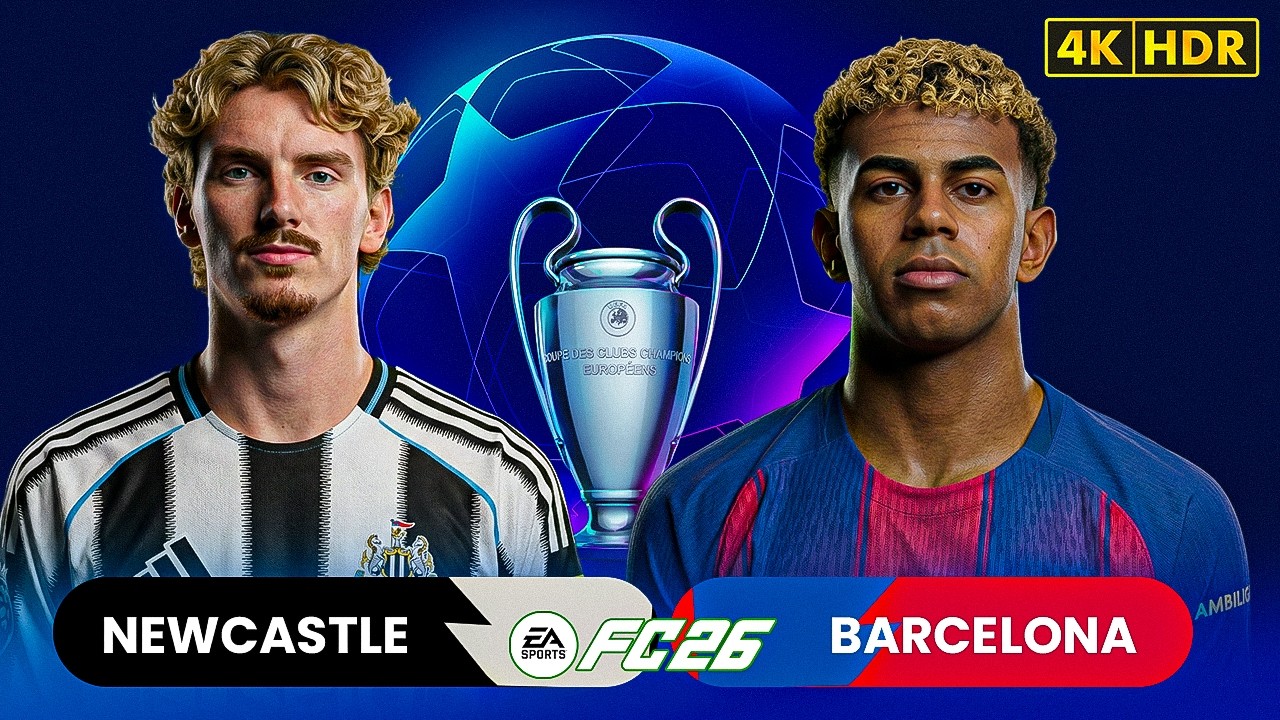 Newcastle vs Barcelona | Champions League R16 | Anth James V6 FC 26 Realistic Mod [4K 60FPS]