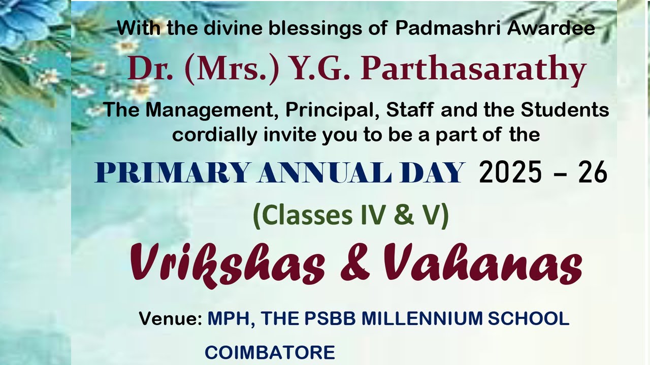 PRIMARY ANNUAL DAY 2025 &ndash; 26 ll Class IV & V II Vrikshas & Vahanas ll THE PSBB MILLENNIUM SCHOOL