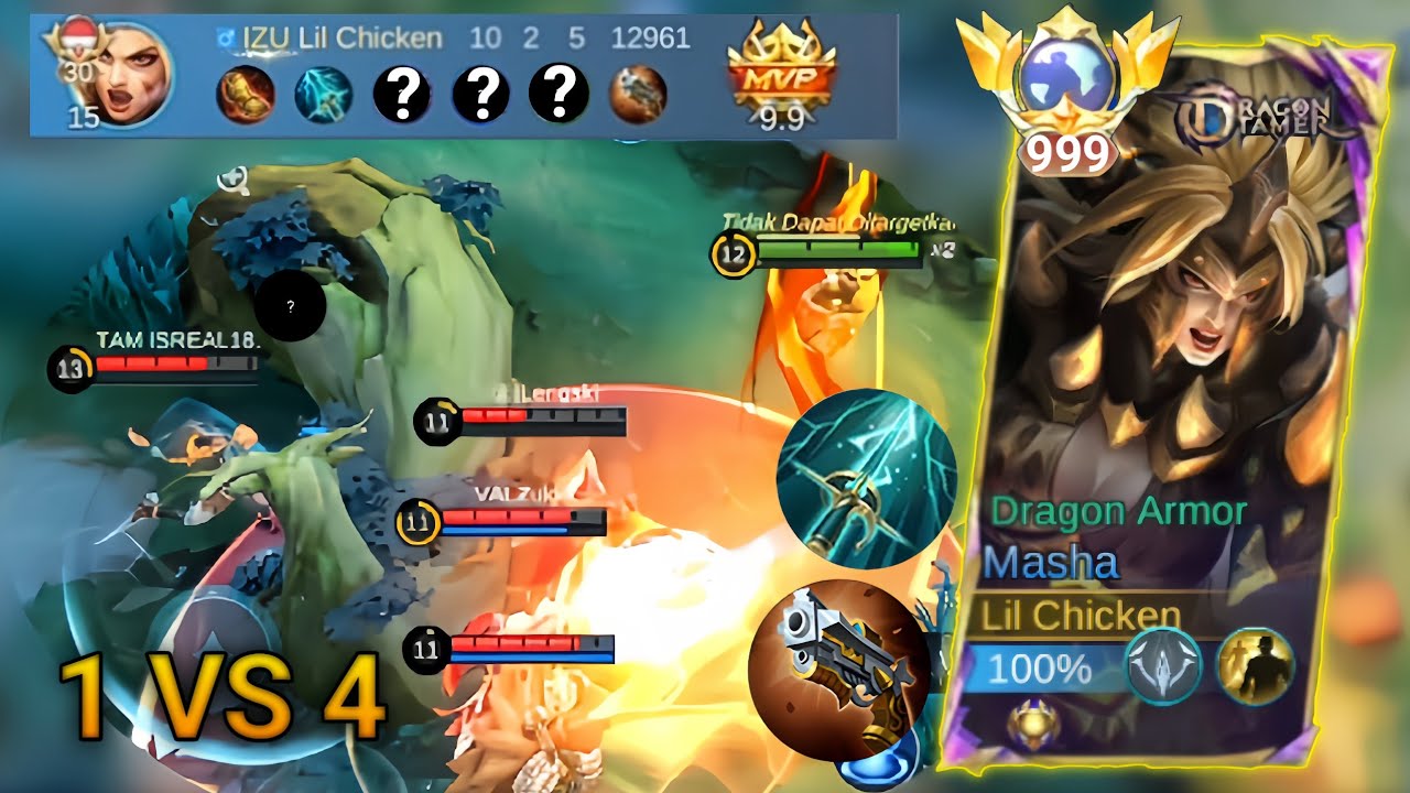 MASHA AGGRESIVE  1 VS 4 BEST GUIDE TUTORIAL  FOR SOLO RANK!! REKOMENDASI BUILD MASHA TERSAKIT 2024