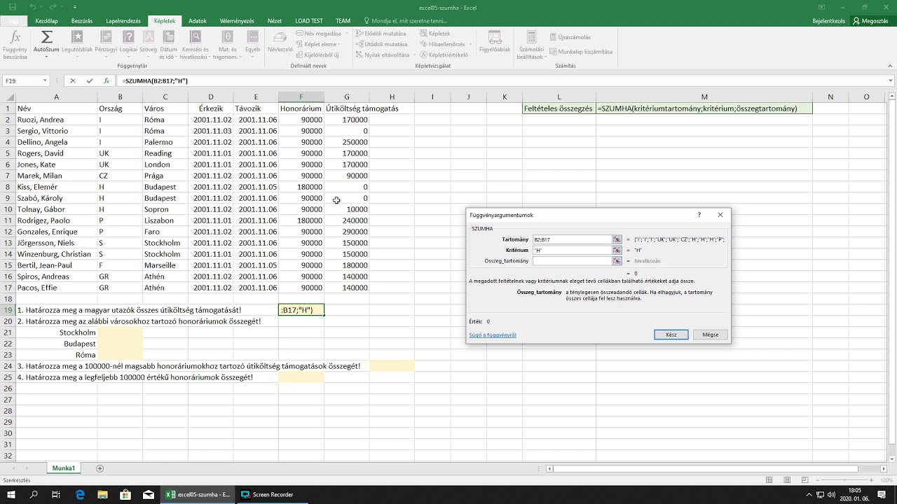 Excel alapok 06: SZUMHA függvény