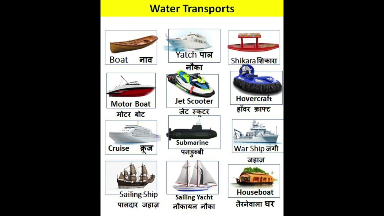 Water Transports Name English And Hindi ll