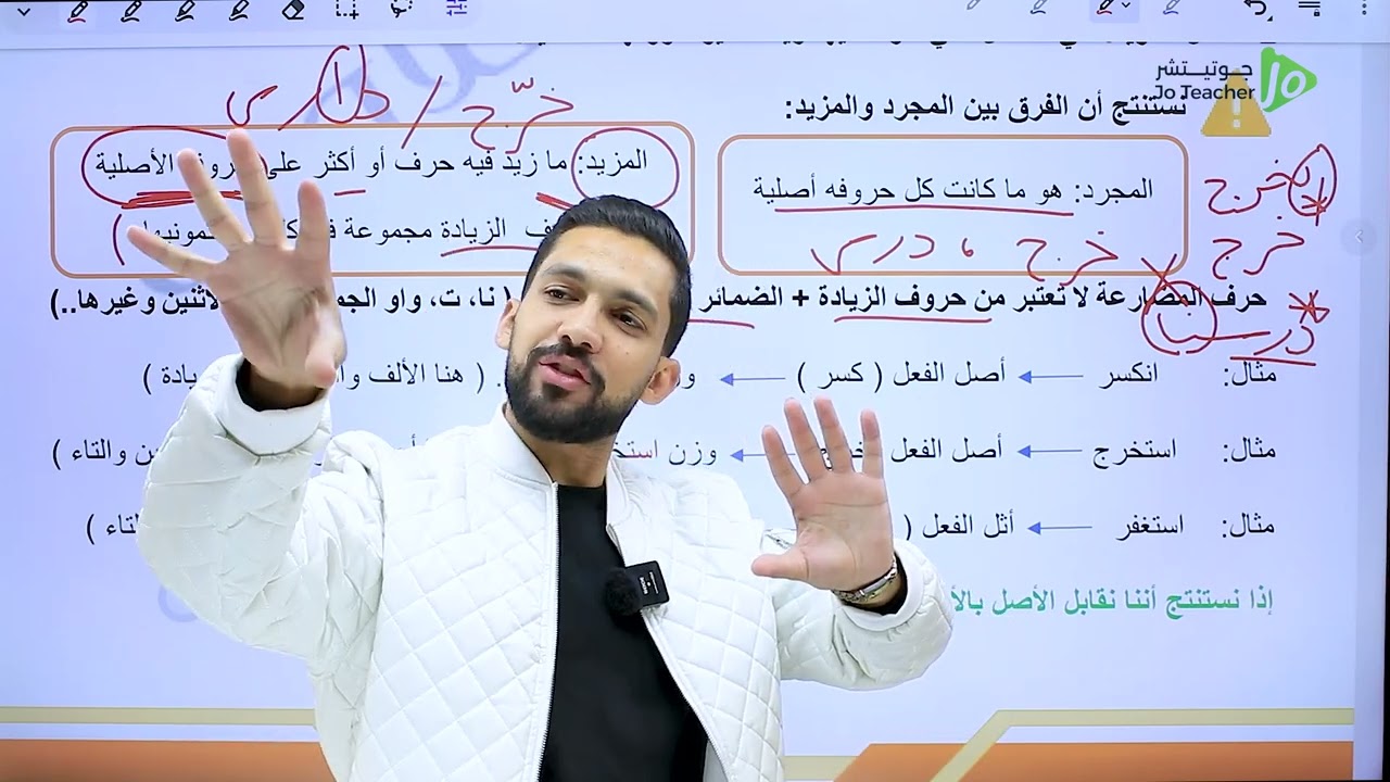 شرح درس  معاني الزيادة  الصف العاشر - الأستاذ فارس التلاوي