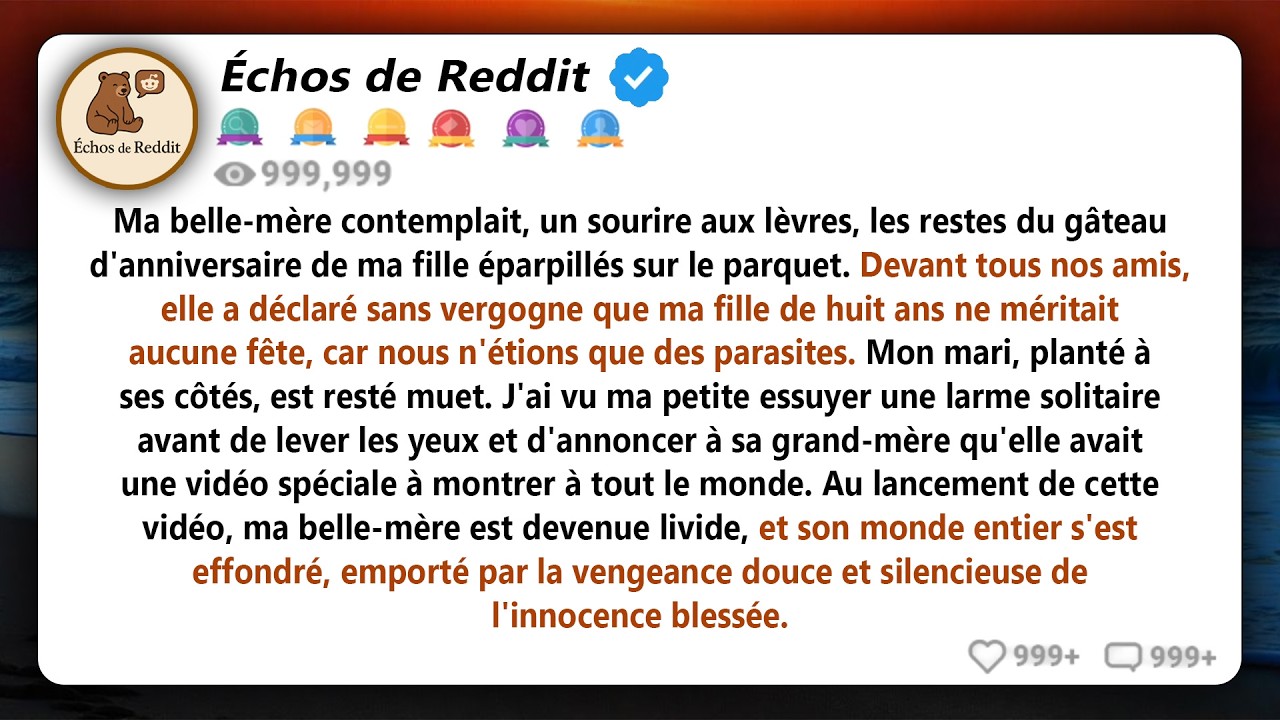 Ma mère a annoncé à toute une salle remplie de nos amis que mon enfant de huit ans ne méritait pas..