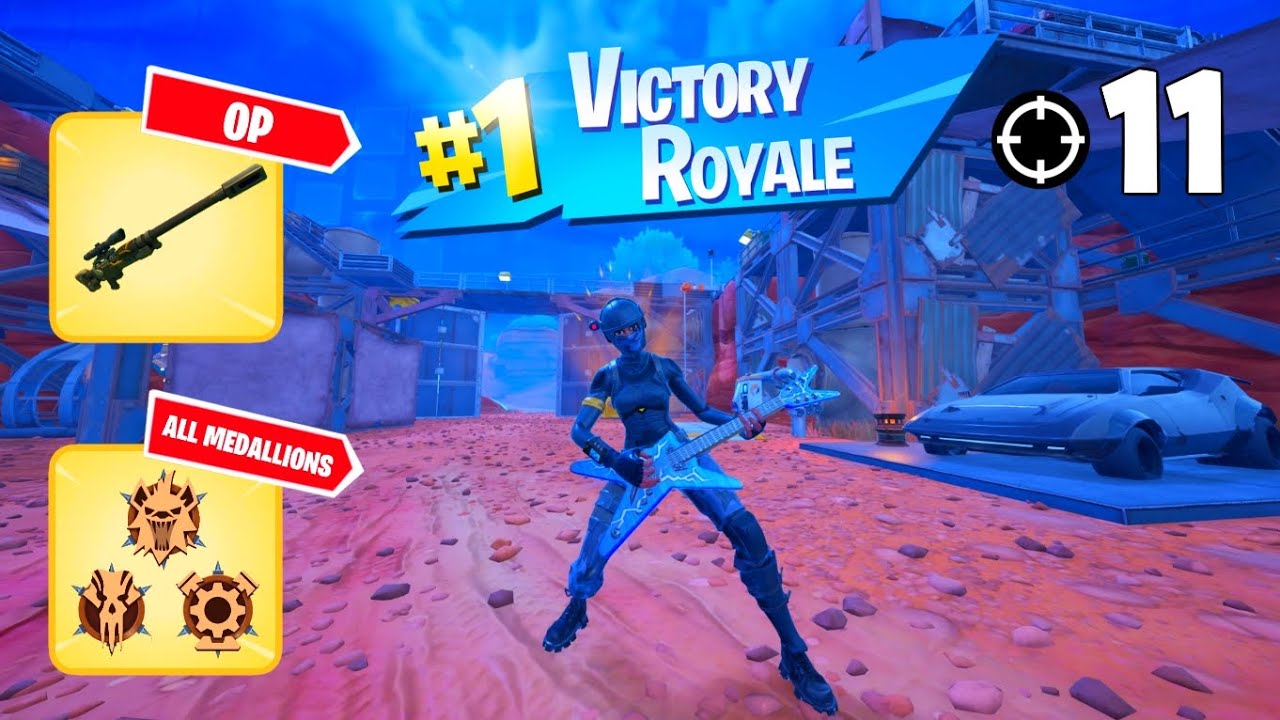 High Elimination Solo Win Gameplay | ALL MEDALLIONS | Fortnite Chapter 5 Season 3 Zero Builds