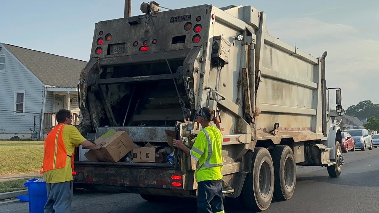 Old School Ribbed EzPack Goliath Rear Loader Garbage Truck