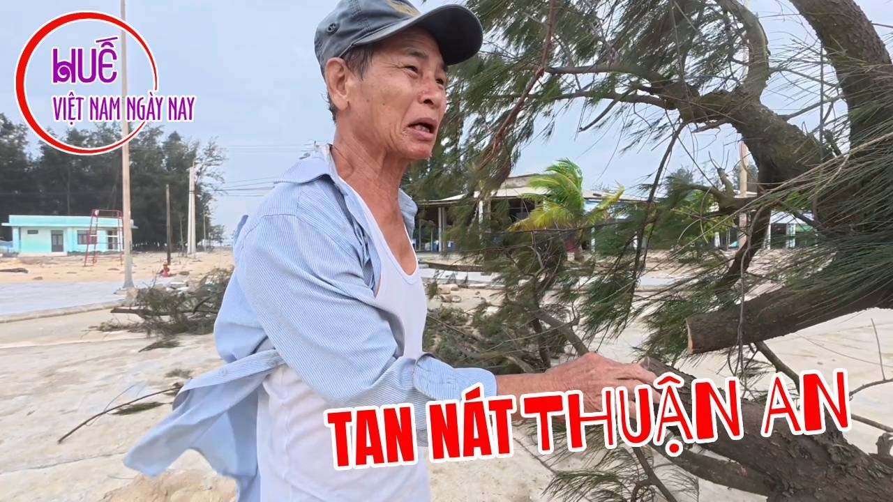 25/10 - Xót xa tan nát bãi tắm Thuận An sau mưa bão Fengshen