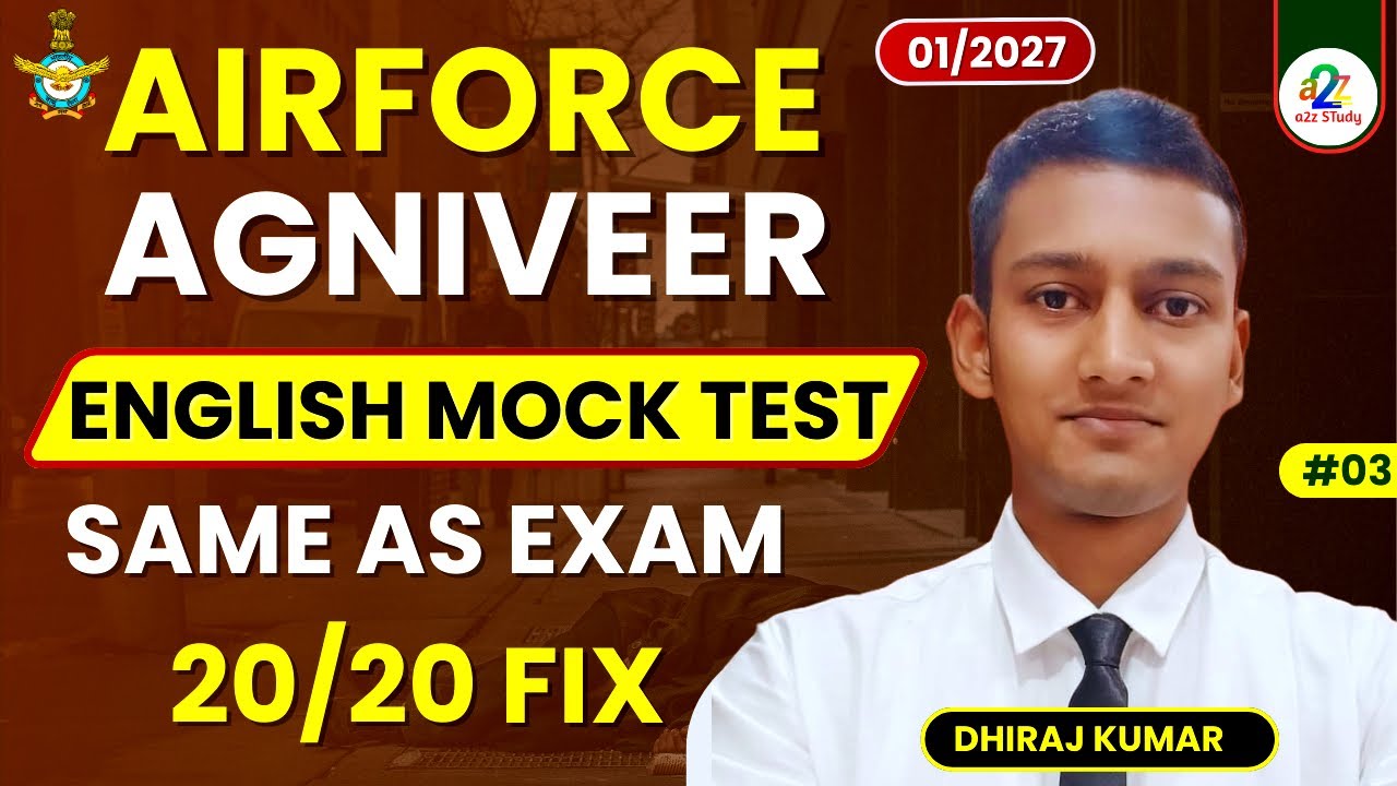 Airforce Agniveer English Mock Test 3 For 01/2027 Batch | Airforce Group X Y English Practice Set
