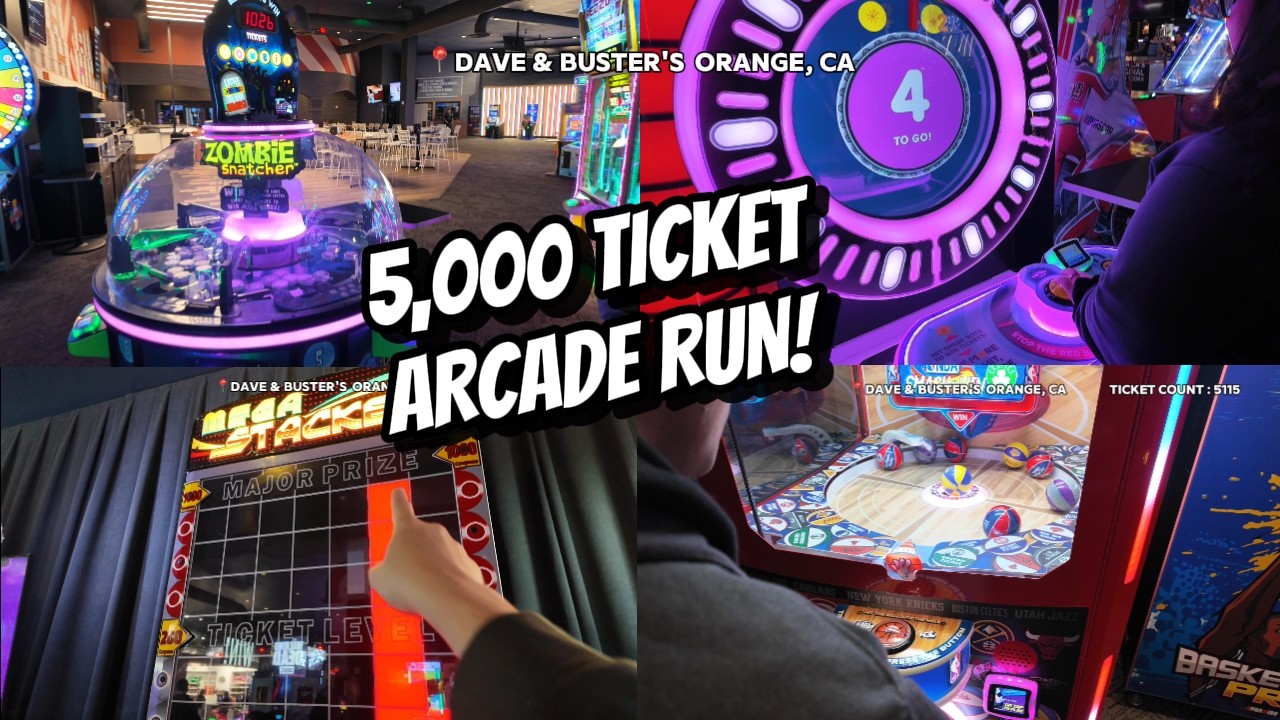 5,000 TICKET WIN AT DAVE & BUSTER'S ORANGE #arcade #gaming #jackpot