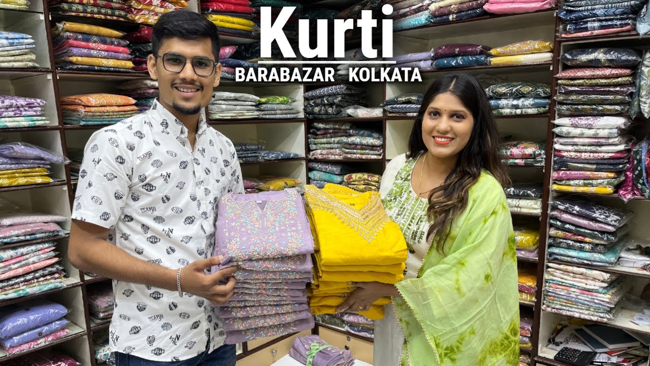 Kurti Shop Laxmi Plaza Market : Cotton 2pc, 3pc Set/ A Line Cut & Party Wear Kurti Kolkata Barabazar