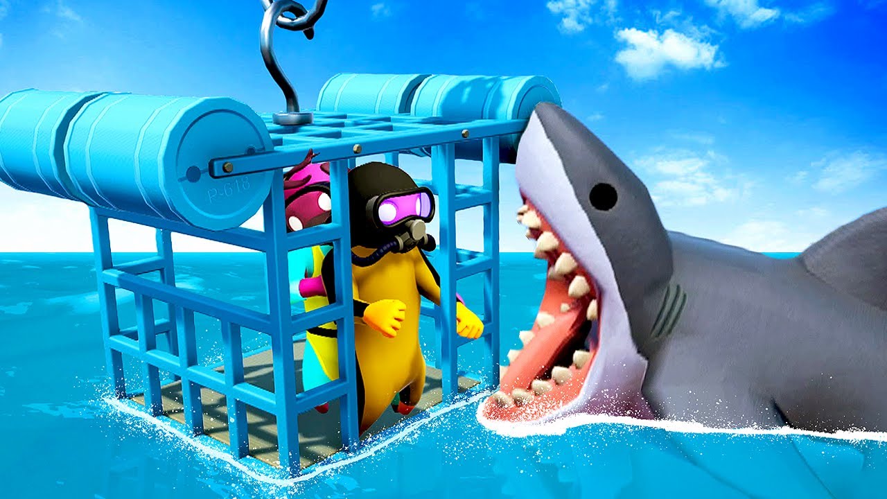 Погружение в клетке с акулами закончилось КАТАСТРОФОЙ — Gang Beasts (смешные моменты)