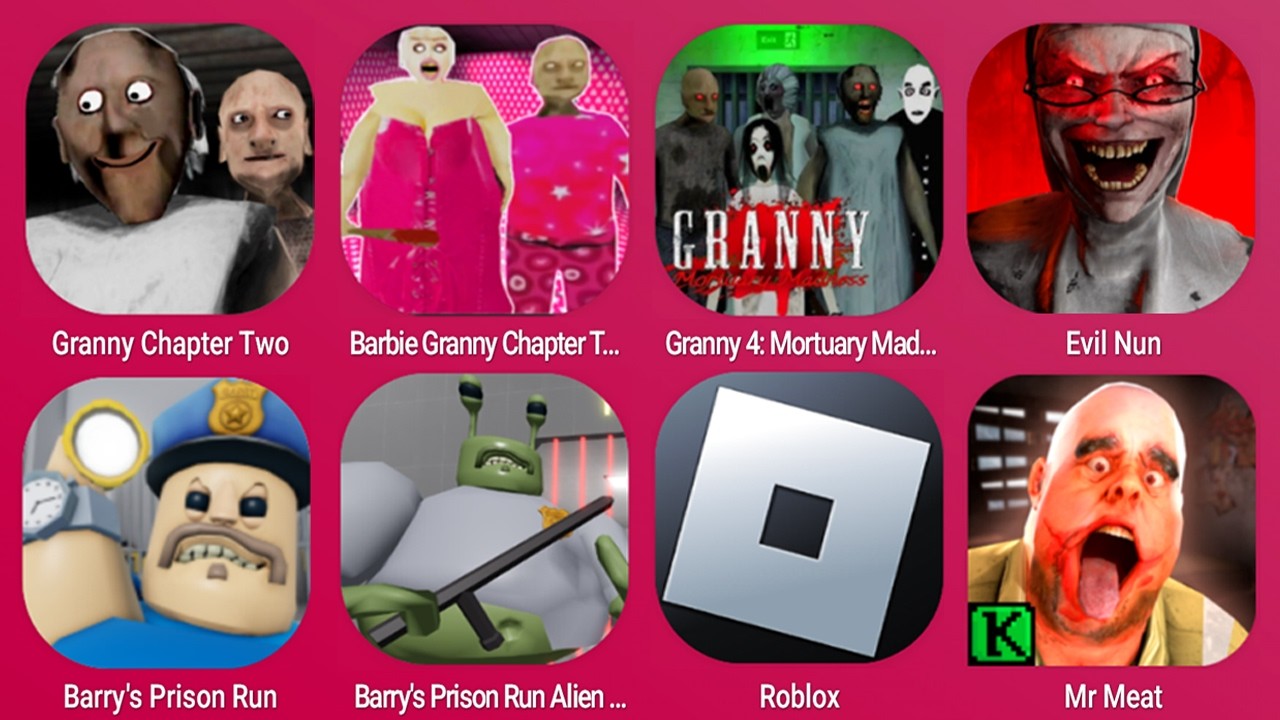 Granny Chapter Two, Barbie Granny Chapter 2, Granny 4, Evil Nun, Mr Meat, Roblox, Barry's Prison Run