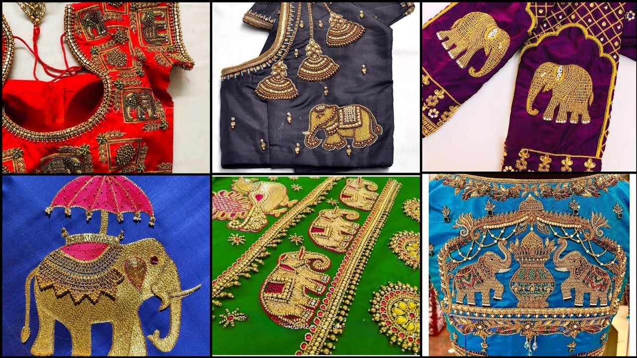 ಆರಿ ವರ್ಕ್ elephant ಡಿಸೈನ್ಸ್/ Elephant designs in aari work /