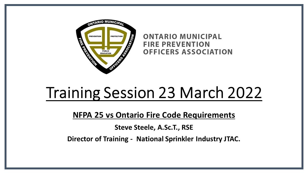 NFPA 25 vs Ontario Fire Code Requirements