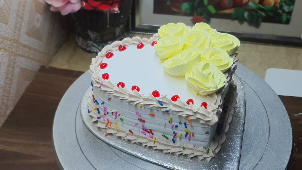 Heart shape cake simple but beautiful cake 