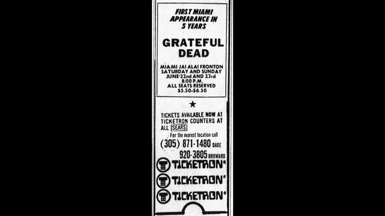 Grateful Dead - 6/22/74 - Jai-Alai Fronton - Miami, FL - sbd