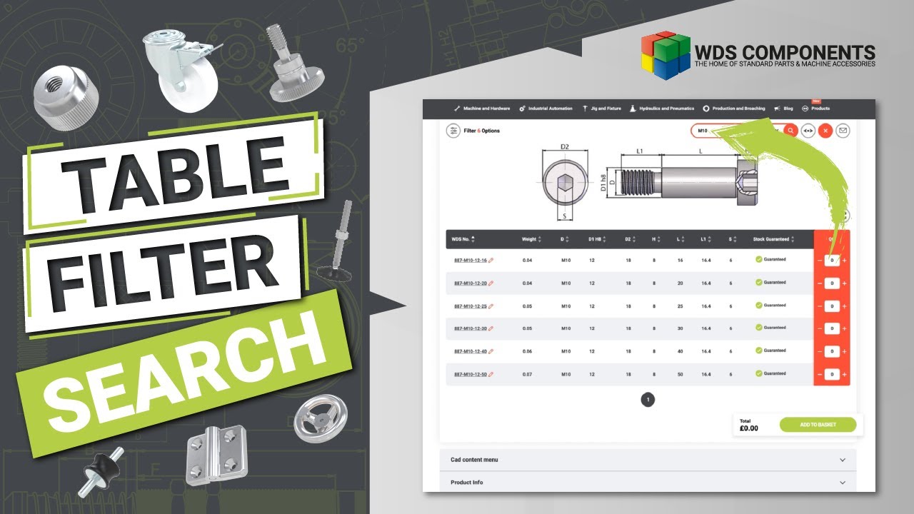 Table filter search - WDS Components