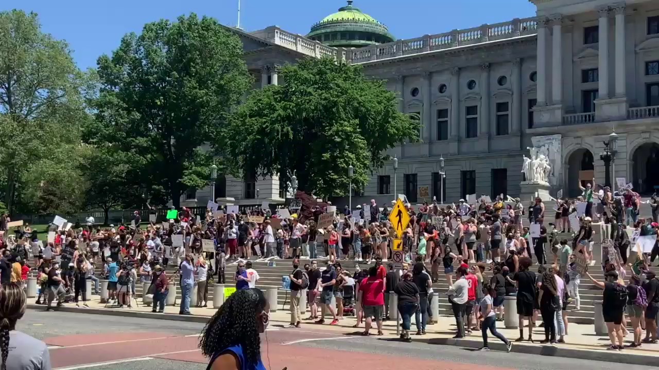 Black Lives Matter rally protests death of George Floyd along Capitol steps in Harrisburg