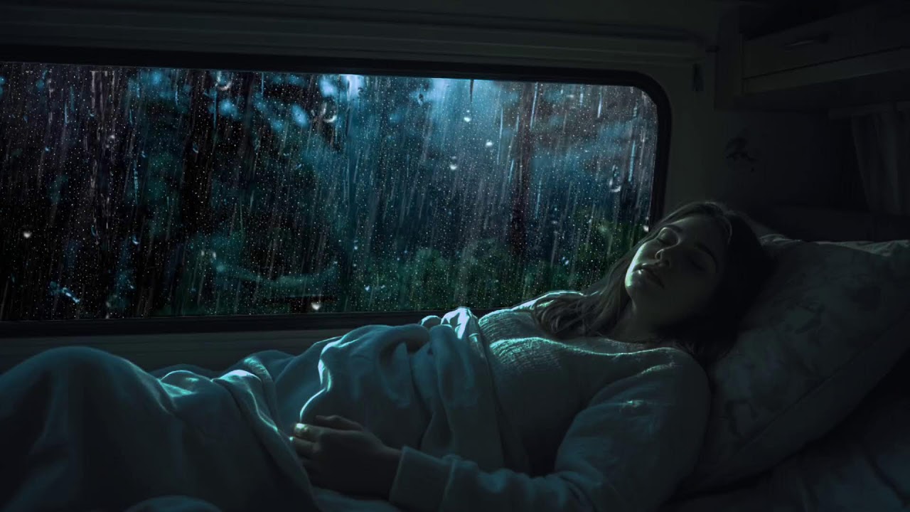 8 Hours Heavy Rain in Van | Sleep Ambience