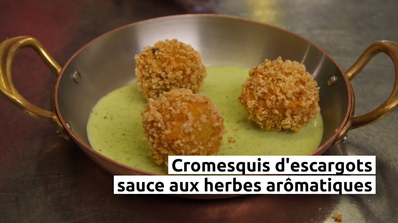 Cromesquis d'escargots, sauce aux herbes aromatiques