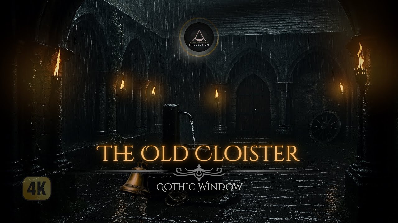 Heavy Rain in the Cloister 🌧️ | Medieval Gothic Ambience 4K
