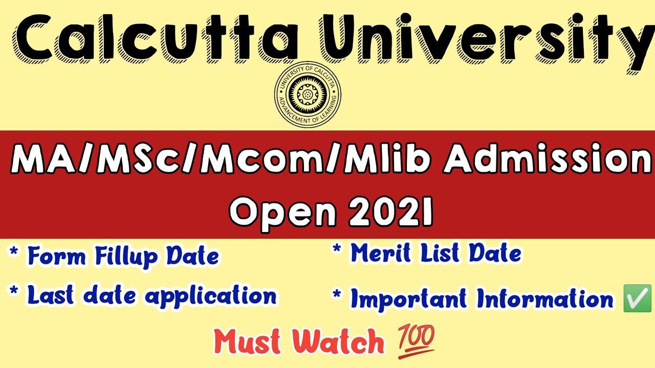 Calcutta University PG Admission 2021 | Official Notification - cu pg admission 2021 | MA/MSc/Mcom