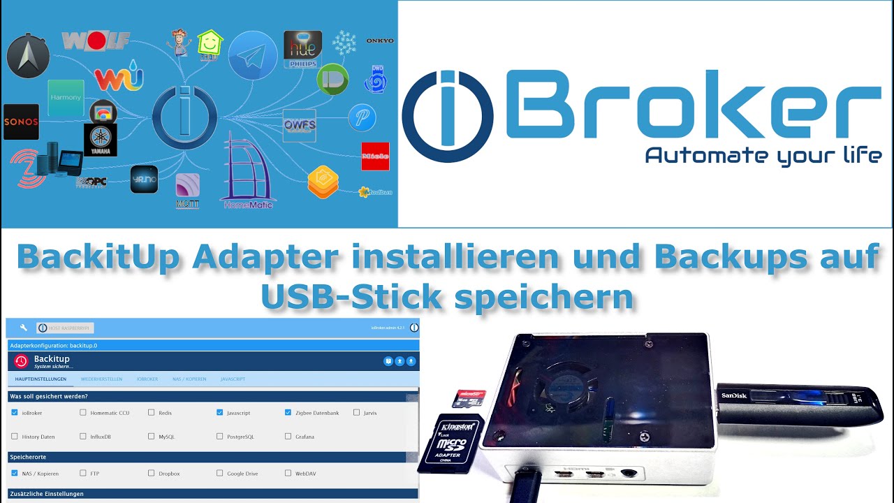 IoBroker Backitup Adapter einrichten und die Backups auf USB Stick speichern How To