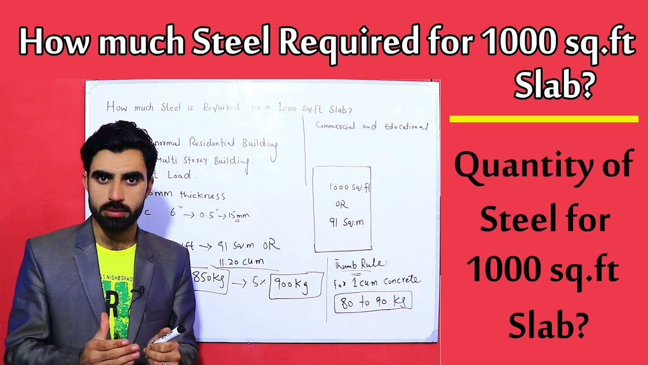 How much steel is Required for 1000 sq.ft slab? Quantity of Steel for 1000 sft slab