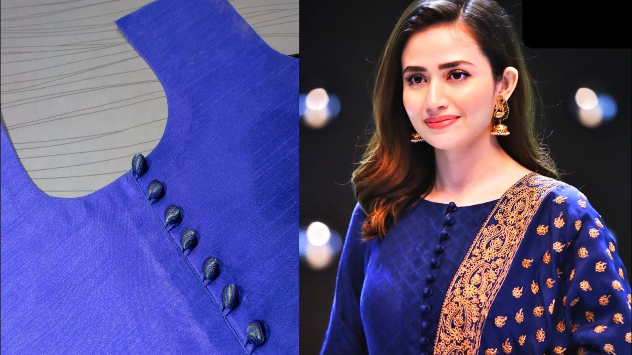 Button wala gala banane ka tarika|| kurti Neck design cutting and stitching|| gala design|