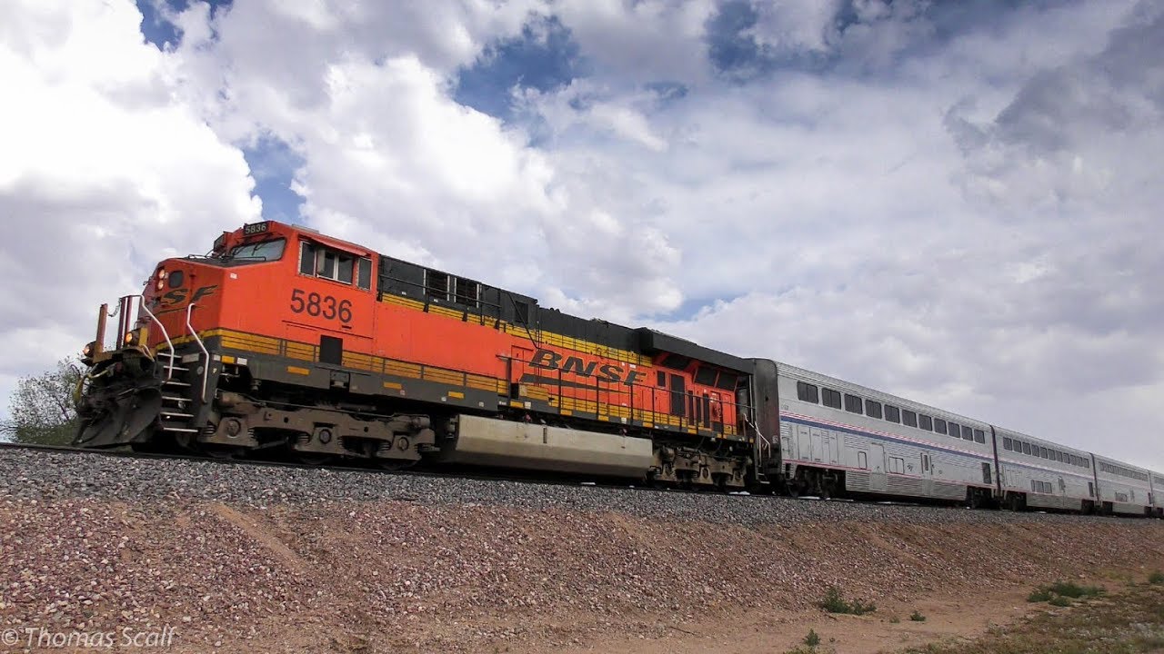 BNSF 5836 Leads a Backwards Amtrak 4!  4K