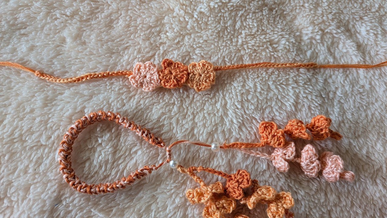🧶 Crochet Flower Couple Rakhi Tutorial | Handmade Rakhi for Brother & Bhabhi 💑🎁 part-1