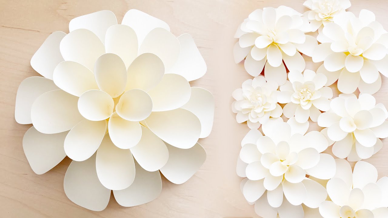 White Dahlias Paper Flowers | Paper Dahlia Flowers | Simple Paper Flower Tutorial