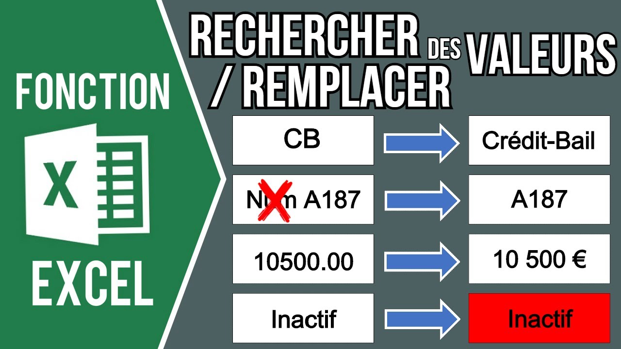 EXCEL - RECHERCHER/REMPLACER DES VALEURS (Remplacer/Supprimer du texte, remplacer le format...)